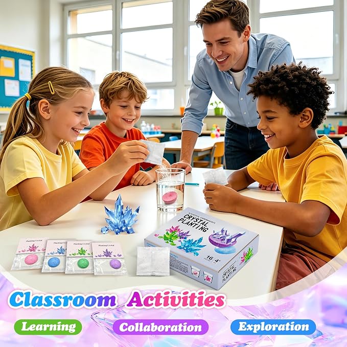 24 Pack Crystal Growing Kit Science Party Favors for Kids STEM Science Experiment Bulk Classroom Prizes Goodie Bag Stuffers Birthday Return Gifts for 4-6 8-12 Boys and Girls (24Pcs, One Size)