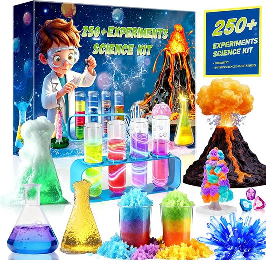 250+ Experiments Science Kits for Kids, STEM Activities Educational Science | Science Experiments Gifts, With Chemistry Set, Erupting Volcano, Growing Crystal Tree, Science Kit with Experiments