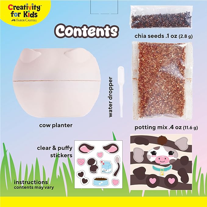 Creativity for Kids Plant-a-Pet Barnyard Pig Kit | Decorate, Plant & Grow Your Own Pet | Chia Seed Gardening Craft | Spring Crafts & Screen-Free Kids Activity (Ages 6+)