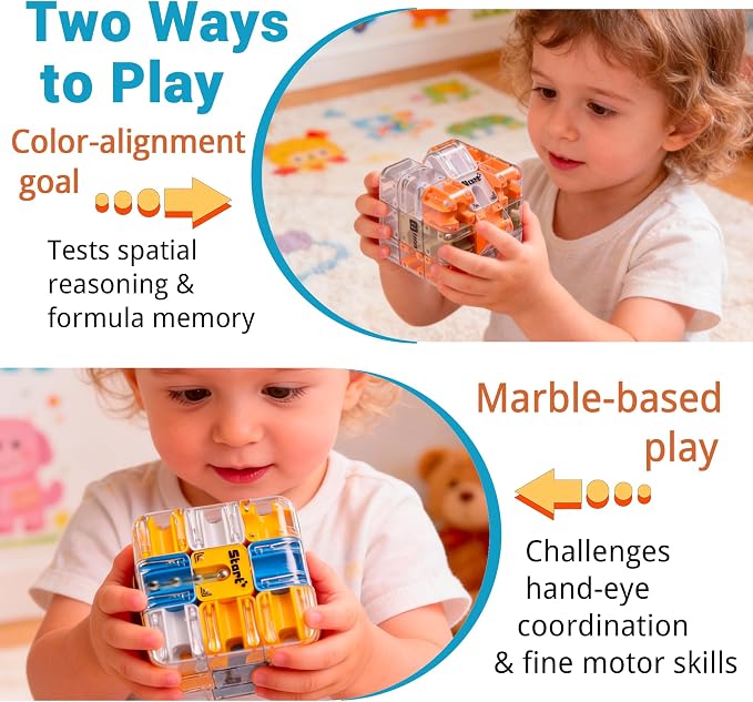 2Packs 3D Rolling Ball Maze Cube Puzzle - Maze Cube for Kids Labyrinth 3D Puzzle Maze Cube Ball Twist Roll Brain Teaser Toys, Cultivate Logical Thinking for Puzzle Cube Gift for Adults Teens Kids