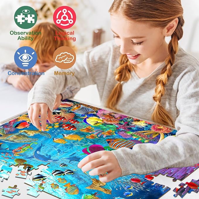Puzzles for Kids Ages 6-8 8-10 Year Old - 200 Pieces Ocean Underwater World | Educational Learning Toys Puzzles for Kids Ages 10-12, Gift for Boys and Girls, Home Decor