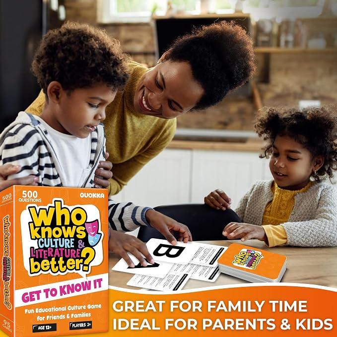 Quokka Card Games for Kids 8-12 - Board Family Games for Kids and Adults | Educational Trivia for Family Game Night and Travel Fun - Who Knows Culture and Literature Better 500+ Questions for Age 12+