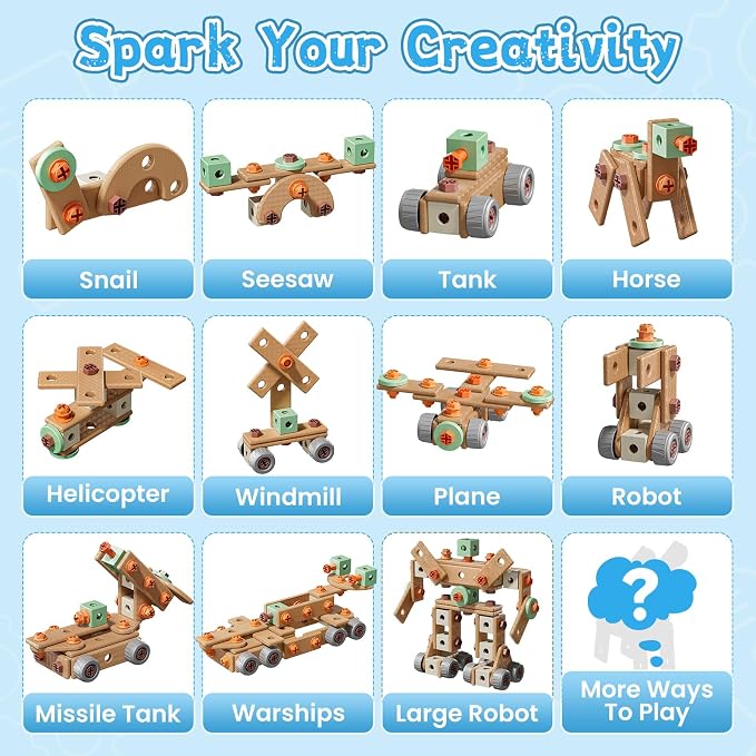 CUTE STONE 168Pcs Kids Tool Set with Electric Drill Toy, Building Kit | Toddler Play Tools with Vest & Storage Box, Montessori STEM Pretend Play Kit, Construction Building Toy Gift for kid Ages 3-6