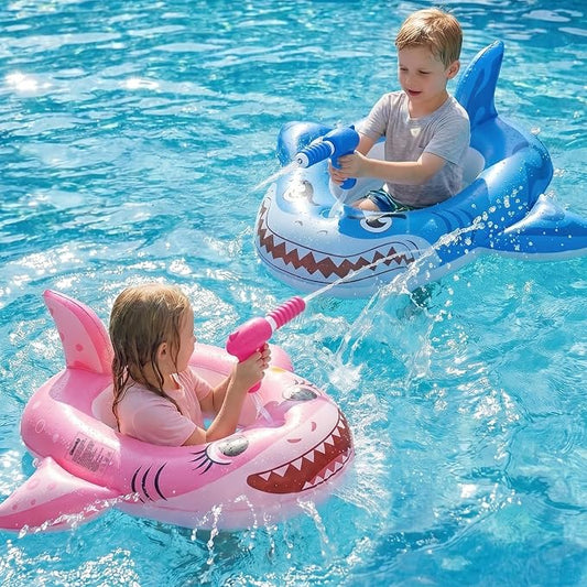 2PCS Inflatable Pool Floats Kids, Pirate Ship Pool Float with Water Gun, Pool Toys for Kids Ages 4-8, Pool Float Safety Seat Swimming Pool Games for Boys Girls