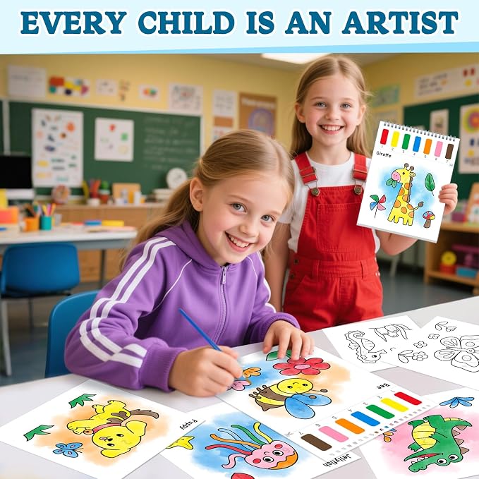 SOCOLER Paint with Water Coloring Books for Toddlers,Animal Theme Mess Free Watercolor Painting Papers for Kids Water Color Paint Kit Art Craft Gift for Ages 1-3, 4-8