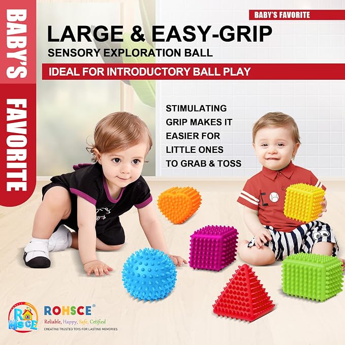 Baby Sensory Balls 6-12 Months, 3PCS Soft Spiky Teething Toys | Soft Spiky Textures, Bright Colors, Infants Montessori Teething Ball, Fine Motor Skills & Tactile Development
