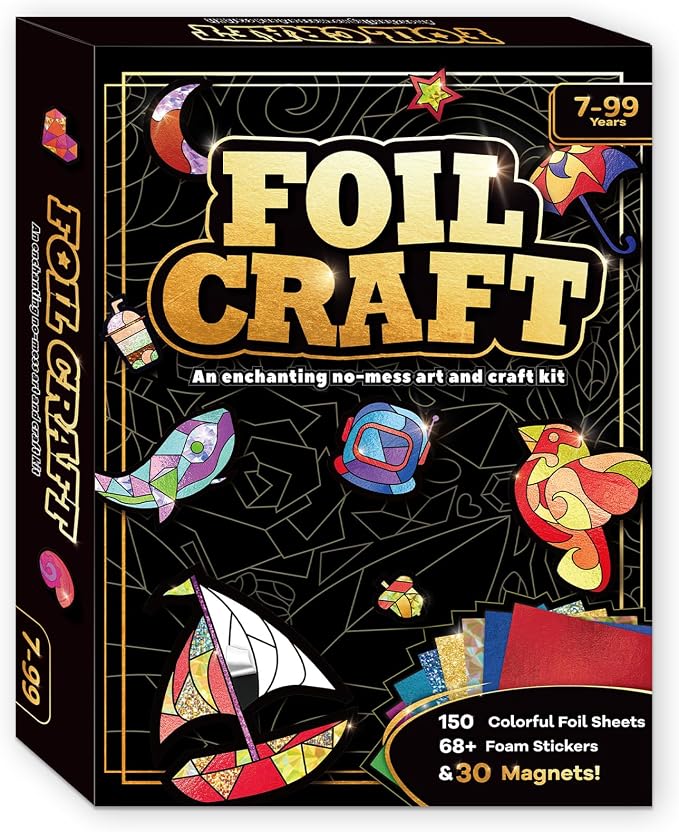 Yazhiji Foil Art Craft Kit for Kids Girls 4-8, No Mess DIY Magnet Art Set with Stickers, 150+ Foil Sheets, Creative Craft Activity Toy, Birthday Party Favor Gifts for Girls, Kids Art Supplies