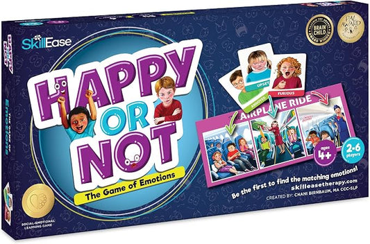 SkillEase Happy or Not, Bingo Emotions and Feelings Activity for Social Skills, Social Emotional Learning Activities, Therapy and Counseling Game for Kids, Speech Therapy Autism Game,