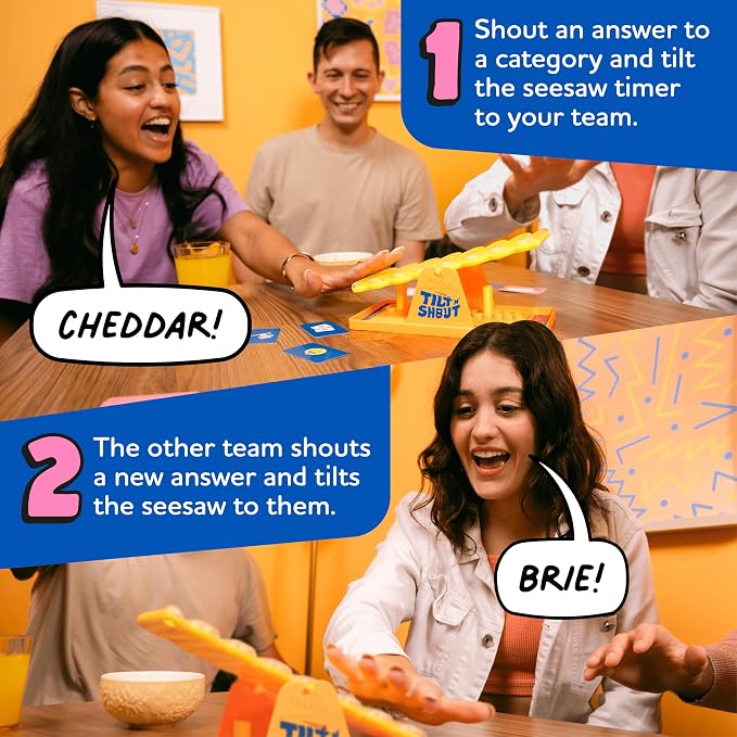 Big Potato Tilt ’n’ Shout – Fast-Paced Family Board Game for Adults & Kids | Shout Out Trivia Party Game with Categories & Bonus Content | New Board Games 2025