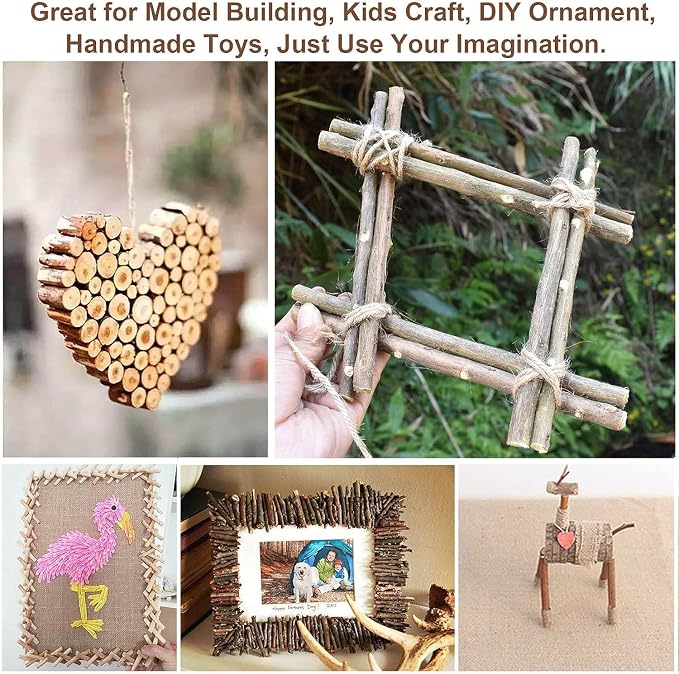 Craft Sticks, Wood Sticks Crafting Twigs Crafts Log Toy DIY Vase Fillers Pumpkin Stems Rustic Decorations Ornaments,Loose Parts Play Materials