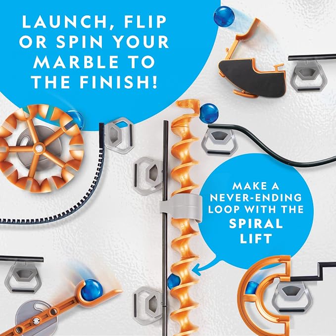 National Geographic Magnetic Marble Run 150-Piece Building Set for Kids | Magnetic Track, Trick Pieces, Marbles, Marble Maze, Engineering Toy, Creative Construction, STEM Project for Kids and Adults