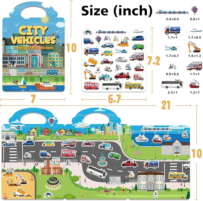 3 Sets of Reusable Jelly Stickers Books - Jelly Sticker Books for Kids - Airplane and Car Travel Toys Educational Gifts for Boys and Girls（Vehicles+Farm+Space）