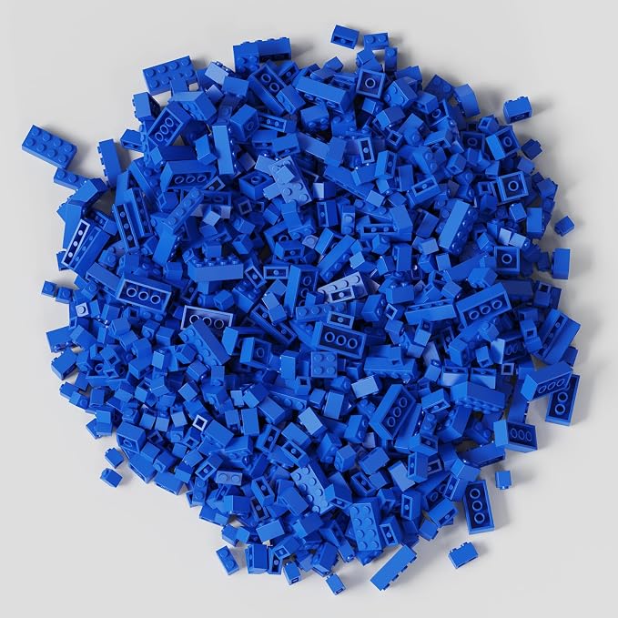 300 Pcs Classic Building Bricks, Blue Bulk Bricks,Compatible with and Major Brands Parts and Pieces, Creative Building Block Toys for Boys Girls Ages 6 7 8 9 10 Year Old