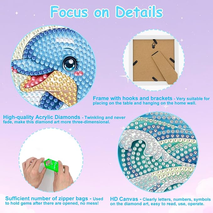 Nardoll Diamond Art Kits - Arts and Crafts - Diamond Art Painting with Wooden Frame - Boys Girls Birthday Gift - GEM Art for Adults Beginners Home Wall Decor