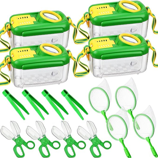Halloscume 4 Sets Bug Catcher for Kids Insect Catching Kit, Green