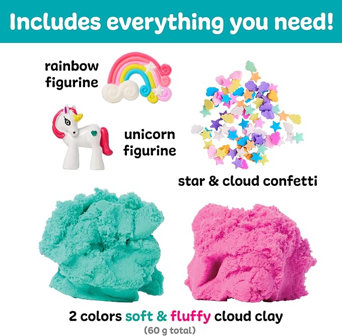 Creativity for Kids Sensory Minis Unicorn Kit | Cloud Clay Sensory Toy for Kids | Summer Activities | Mess-Free, Screen-Free Travel Activity for Kids (Ages 3+)