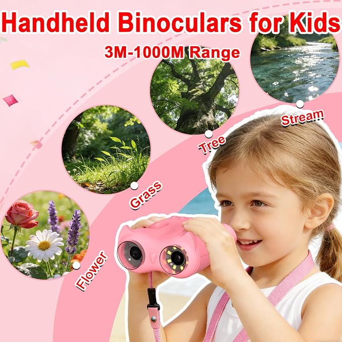 1000X Handheld Digital Microscope for Kids & Binoculars, STEM Toys, 2 in 1 | Kids Pocket Microscope with 2.0" IPS Screen, 8 LED, Photo and Video, Science Kit, Birthday Gifts for Boys Girls Ages 4-12