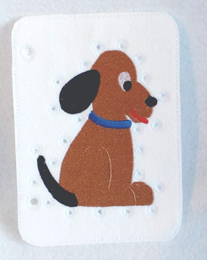 Puppy Dog Quiet Book Page, Montessori Sewing Cards for Toddler Early Learning Fine Motor Skills Preschool Toys - QB144