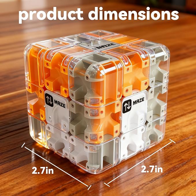 3D Maze Cube Ball Labyrinth Puzzle Brain Teaser for Adults & Kids, Educational Learning Toys Logical Thinking, Family Board Games Tabletop, Durable Puzzle Cube Easter Basket Stuffers Birthday Gift