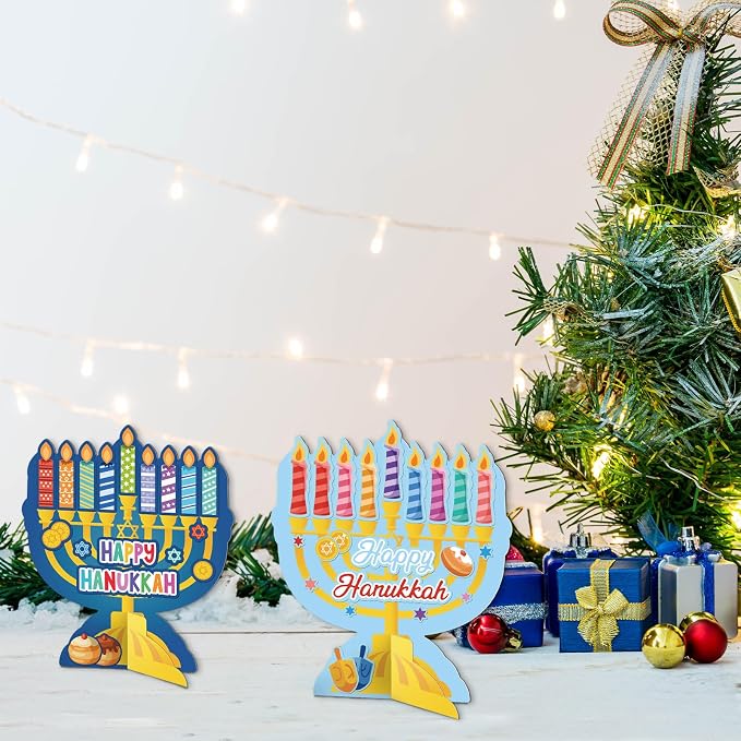 Cinrobiye 24 Set Hanukkah Crafts DIY Menorah Arts and Crafts Bulk Jewish Menorah 3D Scene Kit Gifts for Holiday Home School Activities Game Prizes Rewards Chanukah Party Favors Decoration Supplies