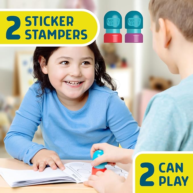 Chuckle & Roar Mega Sticker Stamper Activity Kit with 800 Stickers, 2 Activity Books (ABC & 123) & 2 Reusable Stampers – Arts & Crafts, Learning, Travel Toy for Kids Ages 3+