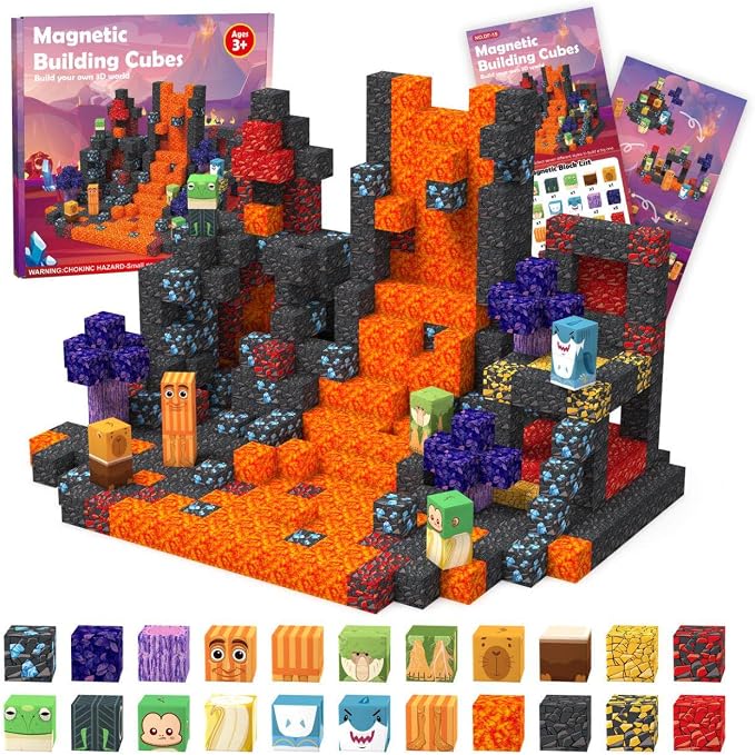 Magnetic Blocks STEM Magnet Tiles Construction Toys for 3+ Years Boys Girls | 100PCS Magnetic Building Blocks Toddler Toy STEM Build Cubes Magnetic Tiles Toddler Toy Christmas Gift for Kids