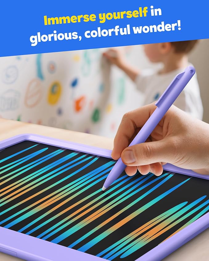 12 Inch LCD Writing Tablet for Kids, Coloring Drawing Pad, Mess Free Doodle Board, Airplane Travel Toys for Boys and Toddlers, Road Trip Essentials, Gifts for 3-8 Year Old Girls (Purple)