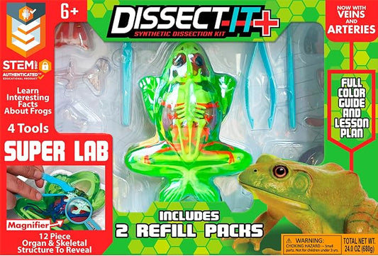 Dissect-It, Premium Frog Dissection Kit, STEM Toys for Kids, Ages 6+ | Examine Realistic Frog Organs & Complete Skeleton Using the Deluxe Frog, Dissection Tray, More Tools & 2 Gel Refill Packs
