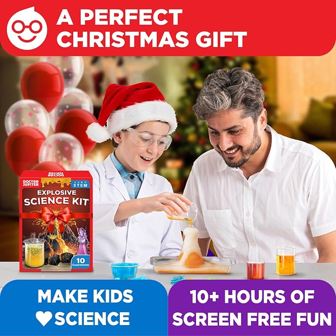 Doctor Jupiter Explosive Science Experiments Kit for Kids Ages 8+ | Erupting Volcano Science Kits for Kids Ages 8-12, Birthday Gift Ideas for Boys & Girls 8-10-12 Year Olds, STEM Toys
