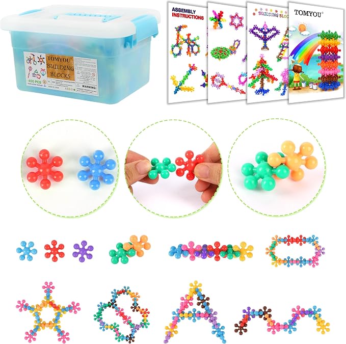 TOMYOU 400 Pieces Building Blocks Kids STEM Toys Educational Classroom | Sensory, Interlocking Solid Plastic for Preschool Boys and Girls Aged 3+, Safe Material Creativity