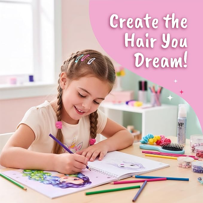 BSCOOL Sticker Book for Girls Hair Design & Nail Art Set. Sticker Book | Includes hairstyle and nail design activity books with guides; a creative birthday gift for kids ages 5 and up