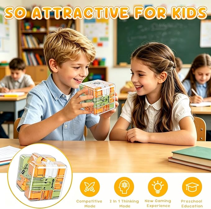 3D Maze Cube Toys for Adults Kids 5-8 8-12, Brain Teaser Fidget Sensory Toy, Magic Game Gifts for Boys Girls Birthday Easter Christmas Stocking Stuffers, Educational STEM Learning Puzzle