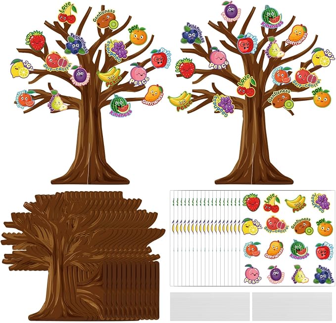 Cinrobiye 30 Set Fruit of The Spirit Craft Kit Fruit Bible DIY Tree Religious Craft Ornaments Making Art Crafts for Bible Sunday School Classroom Home Christian Party Activities Favor Decor Supplies