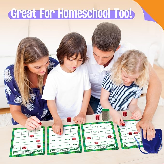SpriteGru Sight Word Bingo Game, 160 Sight Words Learn to Read Level 3 & Level 4 Bingo Board Game Dolch's & Fry's Words Lists for Kindergarten and Preschool Kids 4-8, Perfect for Classroom & At Home