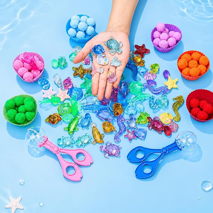 233PCS Ocean Sorting and Counting Materials Set, Summer Activity Set, Fine Motor Manipulatives for Classroom, Home & Travel Use（Ocean）