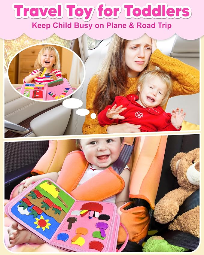 Busy Board Montessori Toys for Toddler Girl Birthday Gift Busy Book | Airplane Car Travel Toy, Learning Educational Toys, Activity Book, Toddler Activities, Sensory Toys, Fine Motor Skills