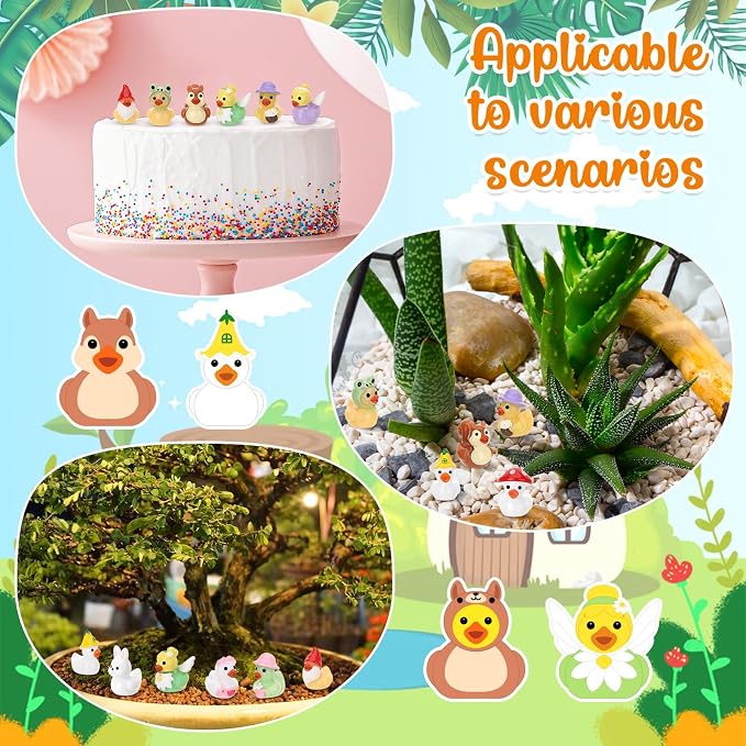 80 Pack Mini Resin Ducks Toy Figures, Spring Ducks Little Figures | Tiny Ducks to Hide Prank, Party Favor for Birthday, Spring Party Favor Decor (16 Styles)
