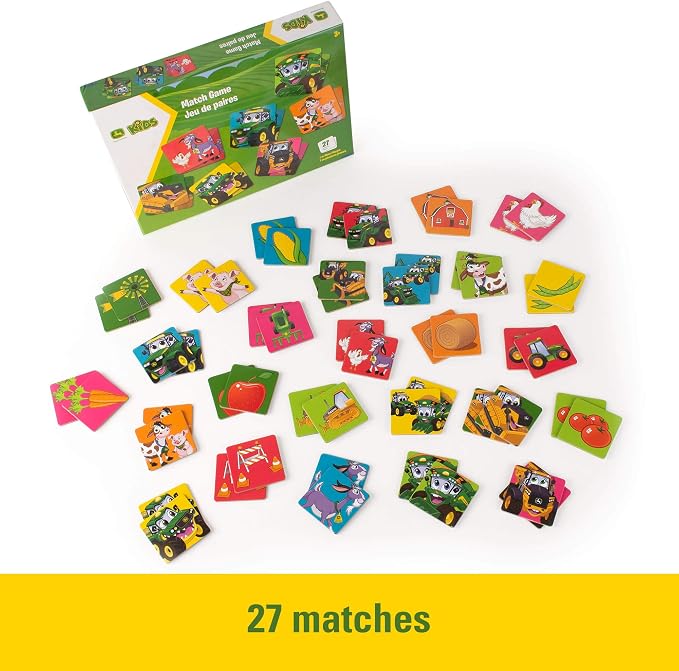 John Deere Kids Matching Game - Farm Themed Memory Game for Toddlers and Kids - John Deere Toys - Preschool Games and Learning Activities - 27 Matches - Ages 3 Years and Up | For Toddlers And Kids, Preschool Games And Learning Activities, John Deere To...