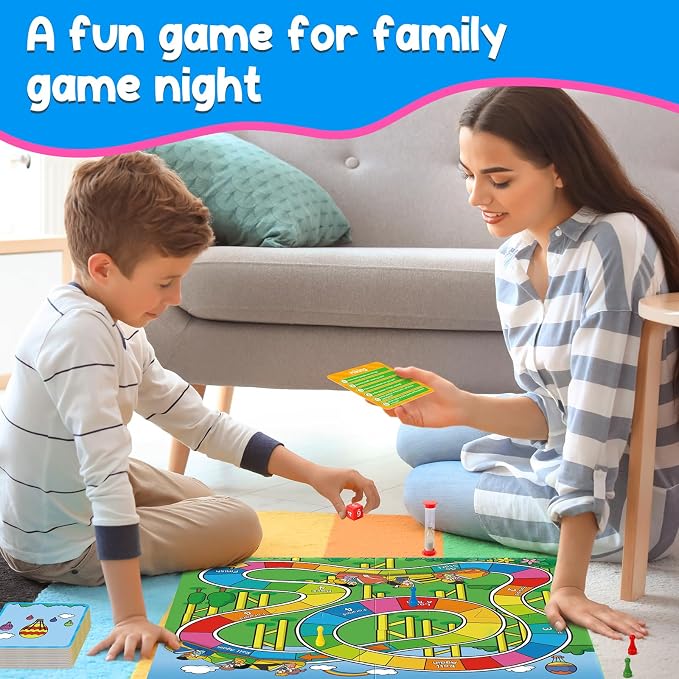 Kasfalci Memory Board Games for Kids and Adult, Improve Observation, Concentration and Reading,100 Picture Cards, Fun & Educational for Family Game Night & Party Activities, 2-4 Players, Ages 6 And Up