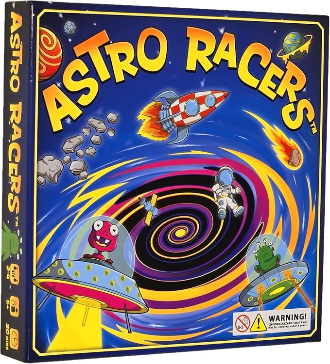 Astro Racers Board Game, Fun for Kids and Adults, 2-4 Players, Ages 5+, Solar System Racing Theme, Family-Friendly Strategy Game. Educational & Skill-Building.