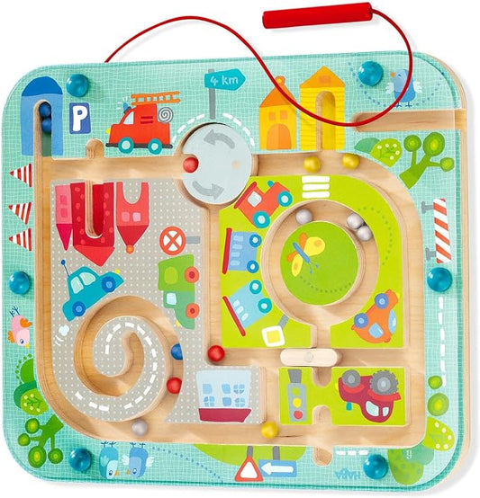 HABA Town Maze Magnetic Busy Board & Travel Toy for Toddlers Ages 2 & Up | Magnetic maze travel activity for toddlers that builds fine motor skills, focus and screen-free learning on the go.