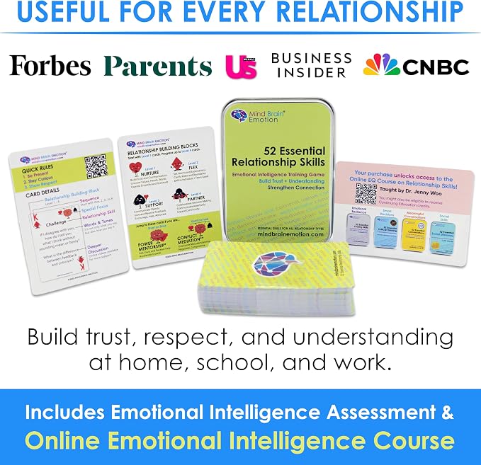 52 Essential Emotional Intelligence Training - Relationship Skills Card Game for Empathy, Trust Building Activities, Conversation Starters, Team Icebreaker Tools - By Harvard Researcher