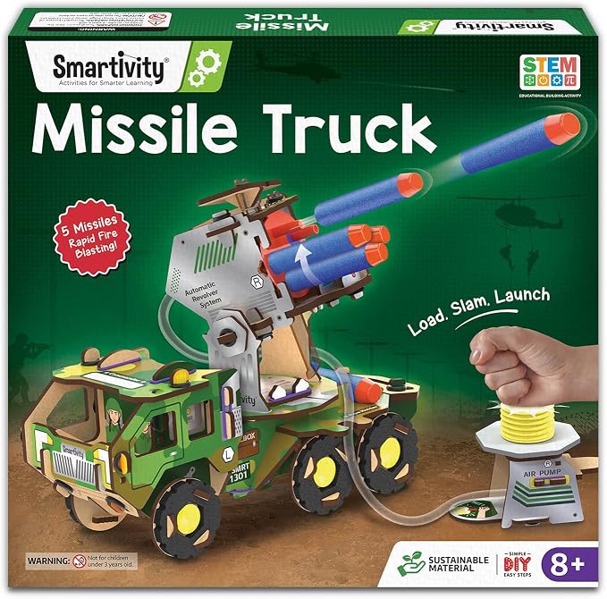 Smartivity DIY Military Vehicle Truck Toy for Kids 8-14 Years | Build Your Own Military Vehicle | Air-Powered Rotating Launcher | Birthday Gift for Boys & Girls 8-14 Years