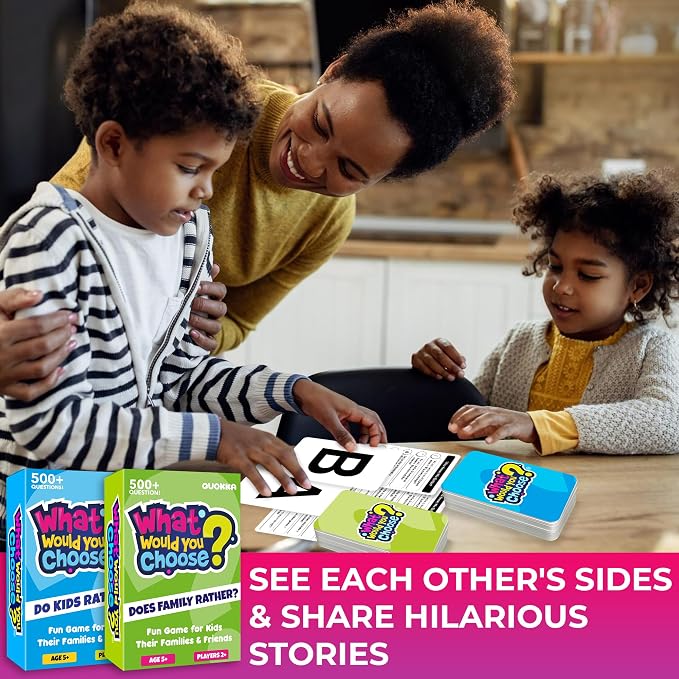 QUOKKA Board Games for Kids 8-12 – 4 Set Family Games for Kids and Adults – What Would You Choose – History, Geography, Kid, Family – Do We Rather – Fun Card Game for Families and Teens