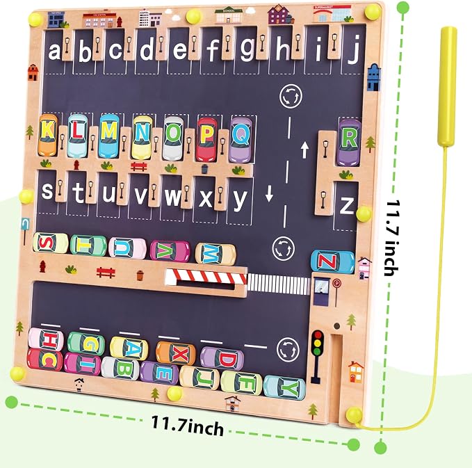 Wooden Magnetic Alphabet Maze Letter Puzzle Montessori Toys for Boys Gift | Fine Motor Skills Toys for Boys Girls 3 4 5 Years Old, ABC Learning Toys for Kids Age 3+, Christmas, Birthday Present