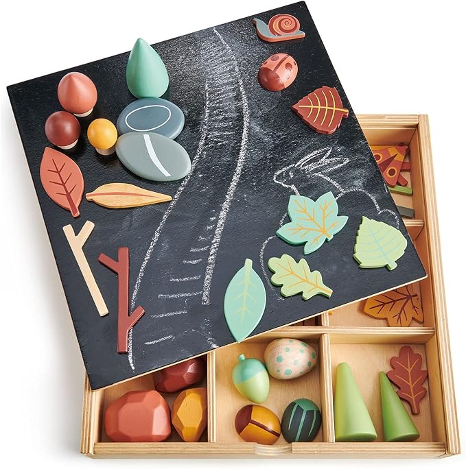 Tender Leaf Toys My Forest Floor - Wooden Open-Ended Tinker Tray Creative Play Box with Removable Compartments - Montessori Toy for Imaginative Play - Age 3+