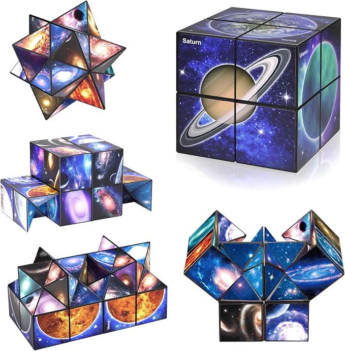 Euclidean Cube Fidget Toys for Kids 2 in 1 Star Cube Magic Cube Puzzle Toys | Fidget Cube for Kids and Adults, Yoshimoto Cube Travel Toys Stress Relief for All Age, Space Gifts for Boys Girls Ages 8-12