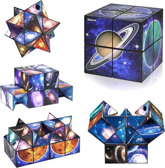 Euclidean Cube Fidget Toys for Kids 2 in 1 Star Cube Magic Cube Puzzle Toys | Fidget Cube for Kids and Adults, Yoshimoto Cube Travel Toys Stress Relief for All Age, Space Gifts for Boys Girls Ages 8-12