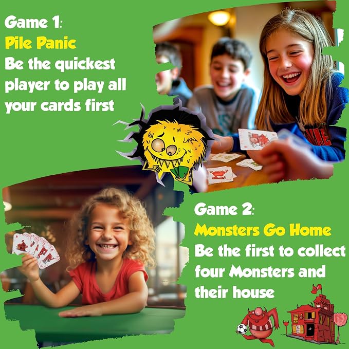 Speedy Monsters-Card Games for Kids Ages 4-8, Fast-Paced Monster Match Game | Two Games in a Box. No Reading Required. No Turns, Simultaneous Play. Builds Agility, Memory & Pattern Skills. 2-6 Players