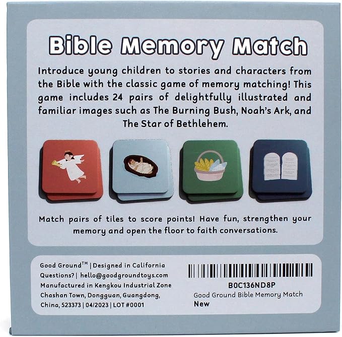 Good Ground Toddler Matching Memory Match Game | Fun & Fast Gifts for Boys & Girls Ages 3 to 7 - Christain Preschool Homeschool Biblical Bible Themed Card Game